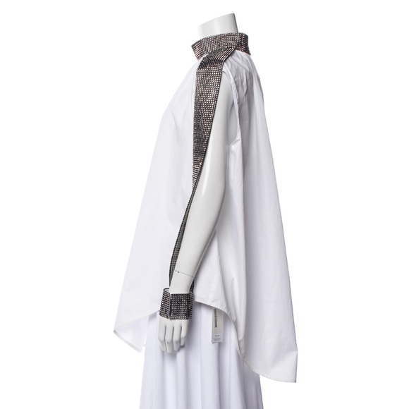 Christopher Kane white shirt tunic with crystal sleeves and collar - Picture 2 of 10